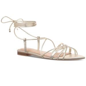 INC INTL Concepts Women Kharmaa Ankle Wrap Flat Sandals Size US 11M Gold
